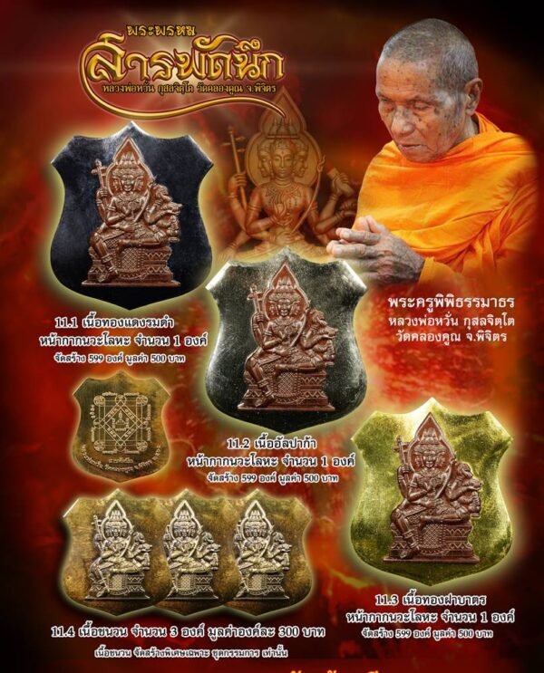 Set of Phra Phrom Sabphadnuek amulet committee coins by Luang Phor Wan, Wat Khlong Khun, Sabphadnuek edition 2561 - Image 4