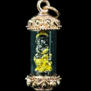 Phra Pikanet (Ganesha) "Pratan Phon" Edition, Blackened Bronze with Gold Inlay by Kruba Khamfan, Wat Ko Chok 2567 (2024), Including Tube Takrut