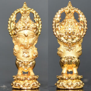 Phra Pikanet (Ganesha) Om Shri Ganesha, Bronze with Gold Plating by Kruba Khamfan Inthawanno, Wat Ko Chok 2024